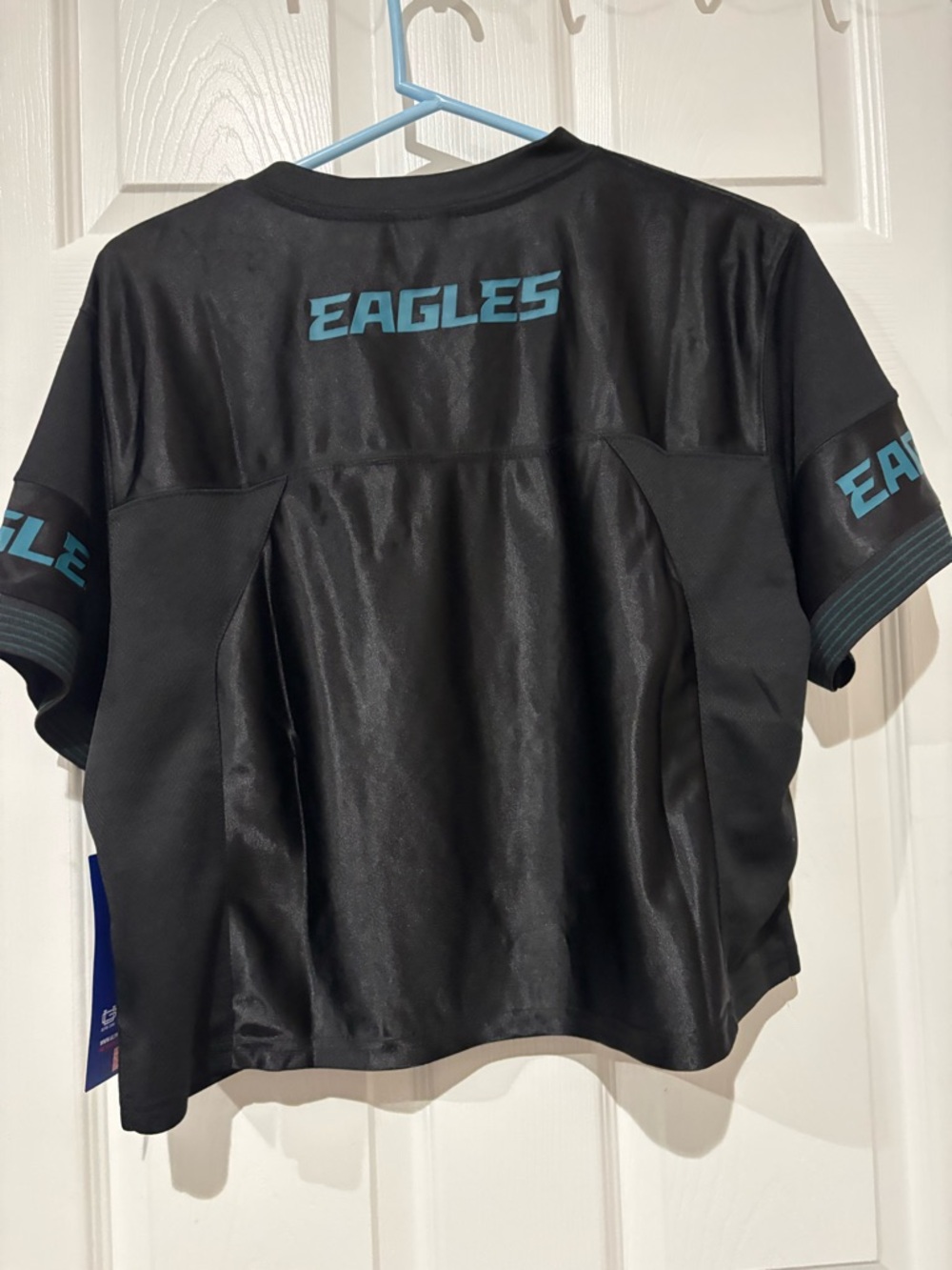 NFL Philadelphia Eagles Black Jersey with Teal and White Logo - Picture 3 of 4